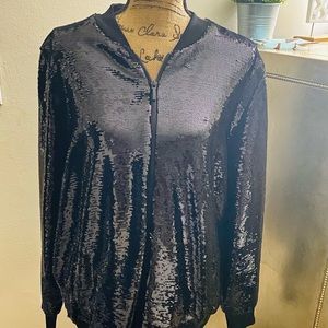 RALPH LAUREN BLACK SEQUINS BOMBER JACKET